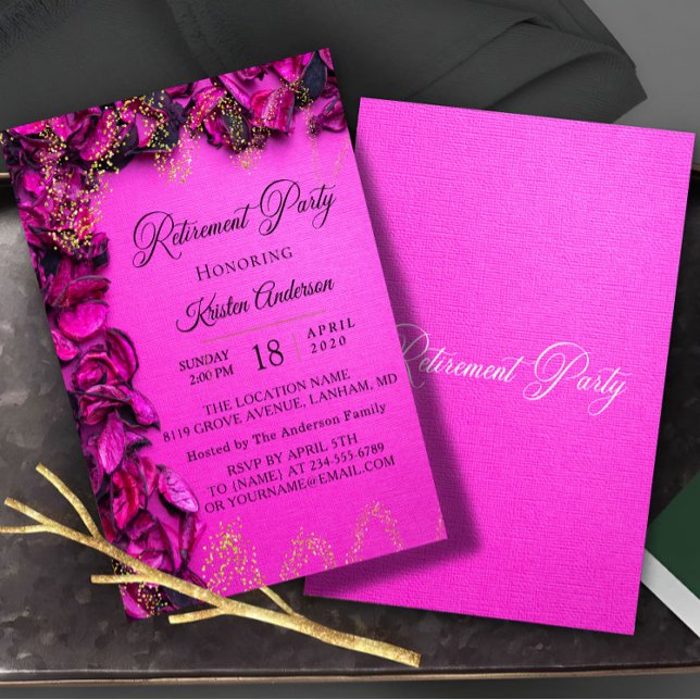 Élégant Floral Rosy Retraite Party Invitation (Créateur téléchargé)