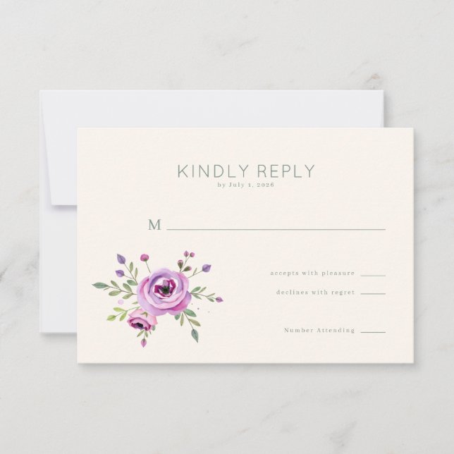 Elegant Floral RSVP Card (Devant)