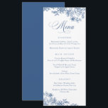 Elégant Floral Vintage Blue Botanique Menu<br><div class="desc">Elégant Floral Vintage Feuilleté Botanique Royal Blue Mariage Menu</div>