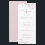 Elégant Floral Vintage Blush Pink Botanical Menu<br><div class="desc">Elégant Floral Vintage Feuilleté Botanique Blush Pink Mariage Menu</div>