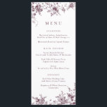 Elégant Floral Vintage Botanical Merlot Menu<br><div class="desc">Elégant Floral Vintage Botanique Merlot Bourgogne Mariage Menu</div>