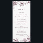 Elégant Floral Vintage Botanical Merlot Menu<br><div class="desc">Elégant Floral Vintage Botanique Merlot Bourgogne Mariage Menu</div>