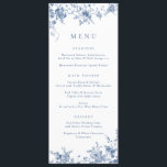Elégant Floral Vintage Botanique Marine Blue Menu<br><div class="desc">Elégant Floral Vintage Botanique Marine Blue Mariage Menu</div>