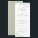 Elégant Floral Vintage Leafy menu botanique<br><div class="desc">Elégant Floral Vintage Feuilleté Botanique Sage Vert Mariage Menu</div>