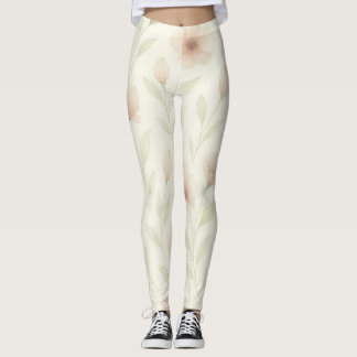Elegant Floral Watercolor Leggings for Women 