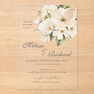 Elegant Floral Wedding Acrylic Invitation