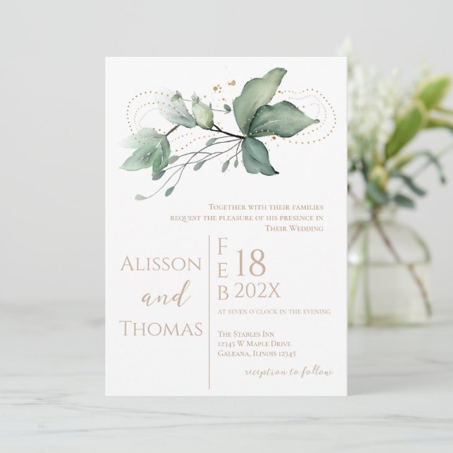 Elegant Floral Wedding Invitation (Debout devant)