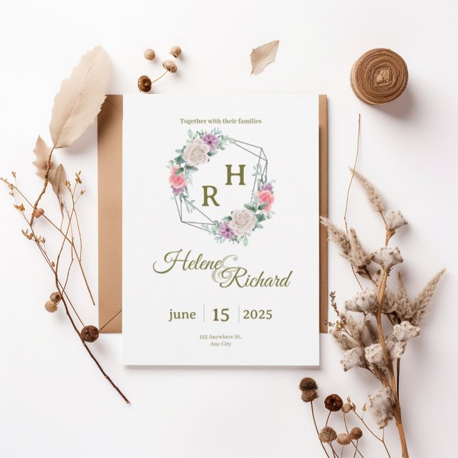 Elegant Floral Wedding Invitation  (Créateur téléchargé)