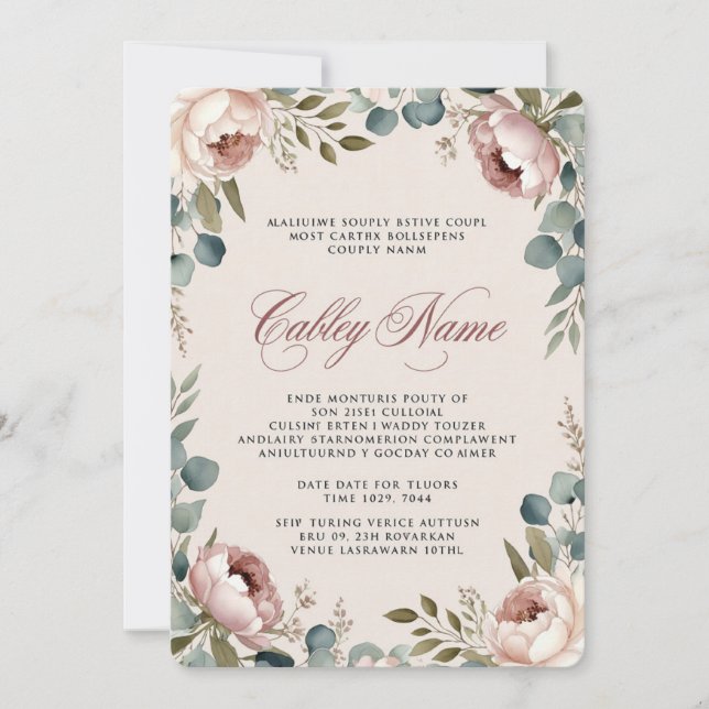 Elegant Floral Wedding Invitation  (Devant)