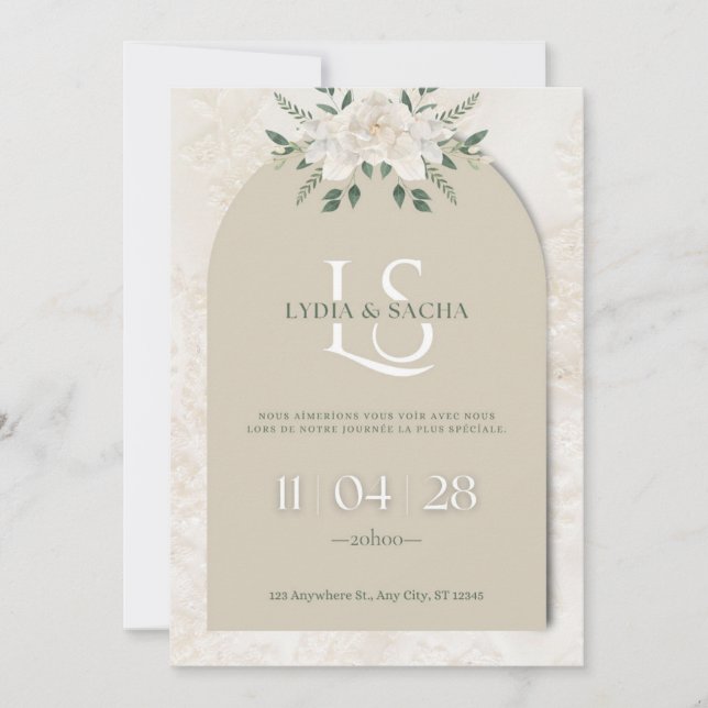 Elegant Floral Wedding Invitation | Arch Design (Devant)