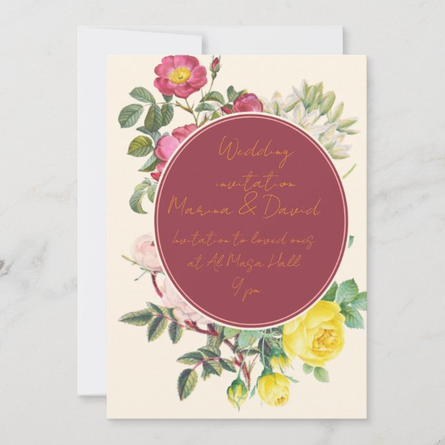 Elegant Floral Wedding Invitation Card (Devant)