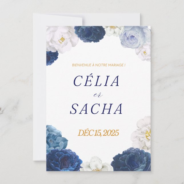 Elegant Floral Wedding Invitation | Romantic Weddi (Devant)