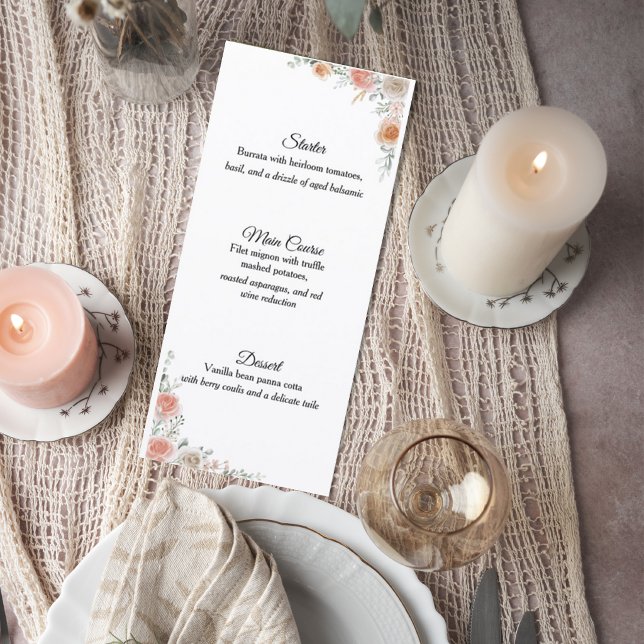 Elegant Floral Wedding Menu Card (Créateur téléchargé)