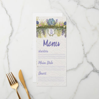 Elegant Floral Wedding Menu Card 4x9. 5