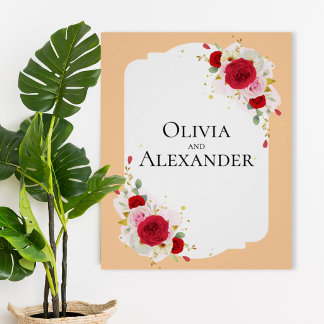 Elegant Floral Wedding Poster Sign