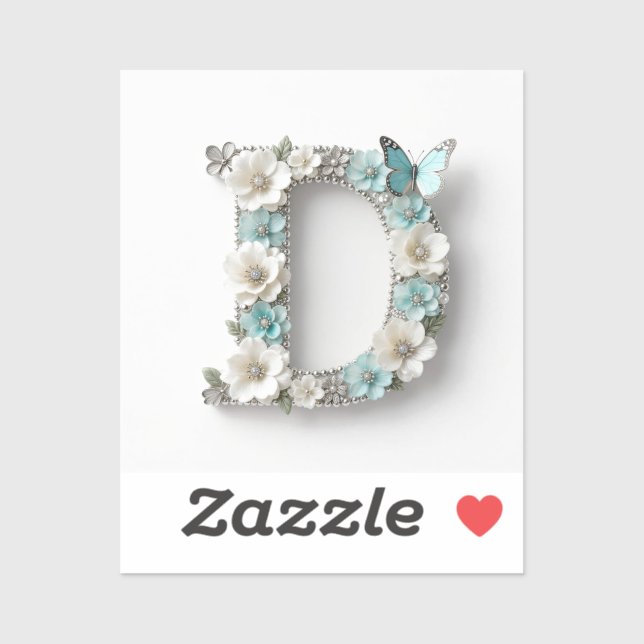 Elegant Floral Your Monogram D Vinyl Stickers (Feuille)