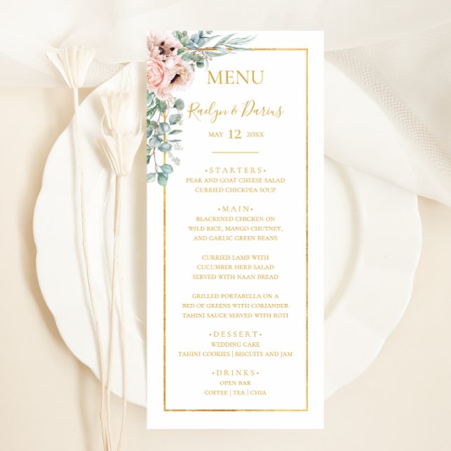 Élégant flou | Menu Dîner Mariage (Créateur téléchargé)
