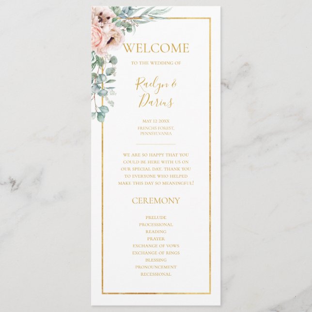 Élégant flou | Programme de mariage (Devant)