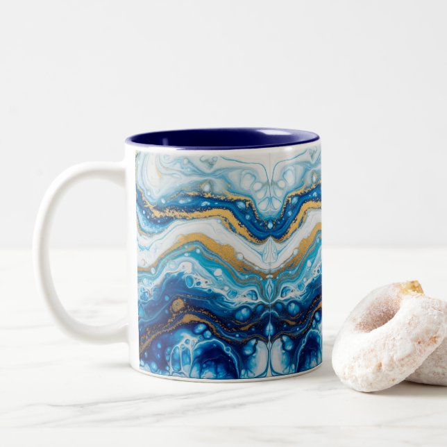 Elégant Fluid Art Décoratif Café Mugs Abstrait (Avec donut)
