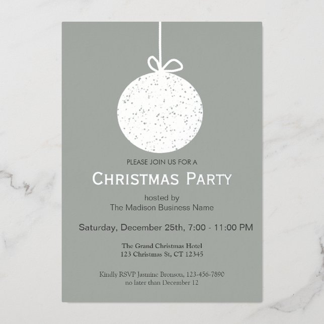 Elégant Foil Ornament Fête de Noël Invitation (Recto)