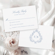 Élégant Formal Dusty Blue Crest Logo RSVP