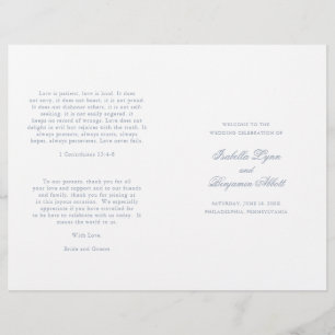Élégant Formal Dusty Blue Folded Wedding Programme