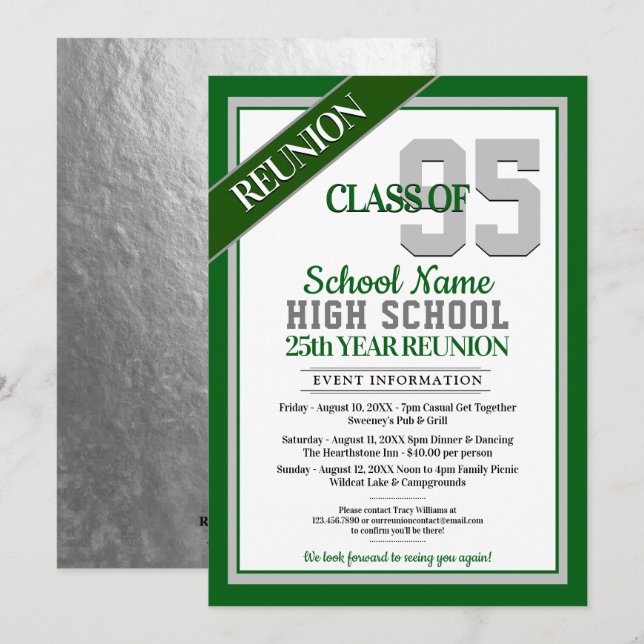 Élégant Formal High School Invitations de Réunion (Devant / Derrière)