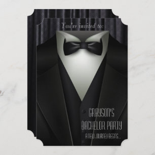 Élégant Formal Tuxedo Bachelor Party Invitation