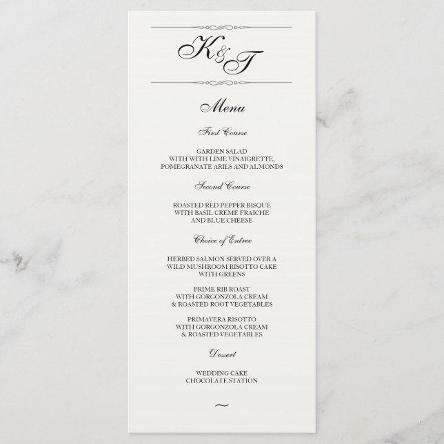 Élégant formel | Carte de menu Mariage (Devant)