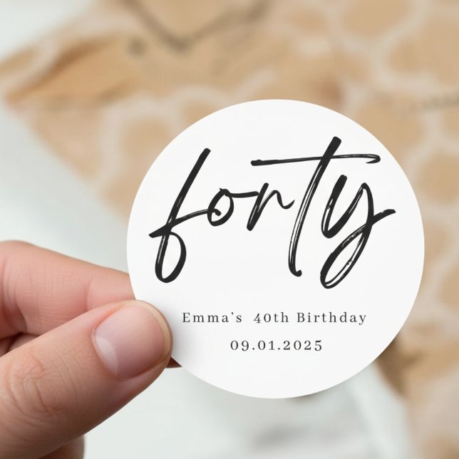 Elegant Forty Birthday Party Stickers (Créateur téléchargé)