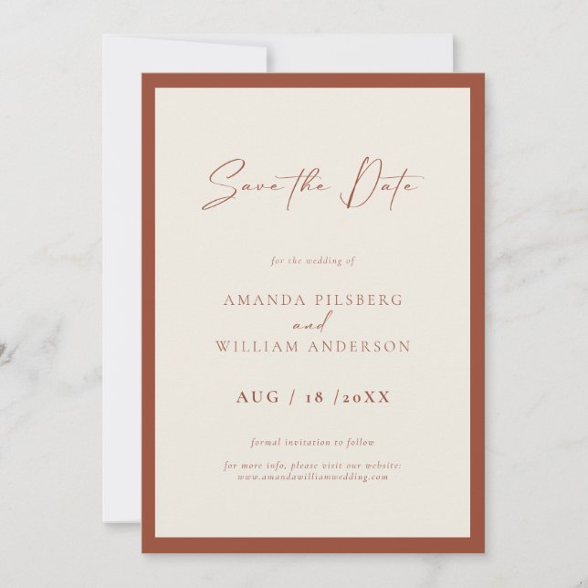 Elegant Frame Modern Save The Date Card (Devant)