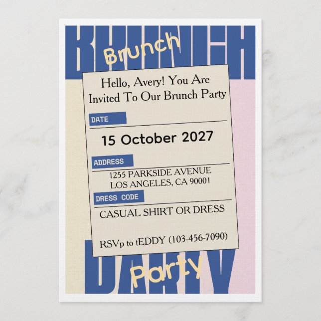 Elegant Friday Brunch Invitation – Modern  (Devant)