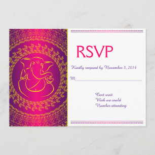 Elegant Ganesh   Indian God Pink RSVP Cartes