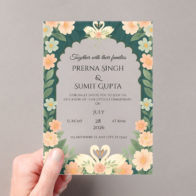 Elegant Garden-Themed Wedding Invitation Template  (In situ (ordinateur de poche))