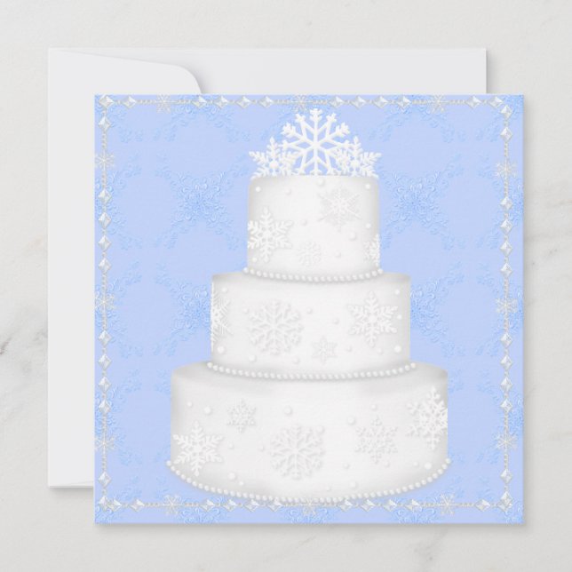 ÉLÉGANT GÂTEAU MARIAGE BLEU TOPPER INVITATION (Devant)