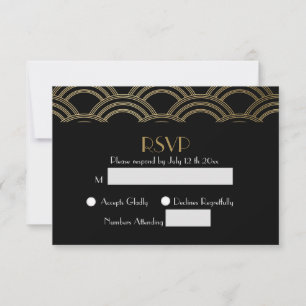 Elégant Gatsby Art Déco Gold Wedding RSVP