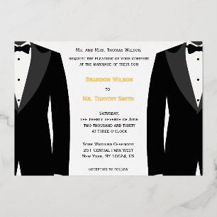 Elégant Gay Wedding Invitations Gold Foil Card