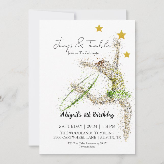 Elegant Girl Gymnastic invitation d'anniversaire (Devant)