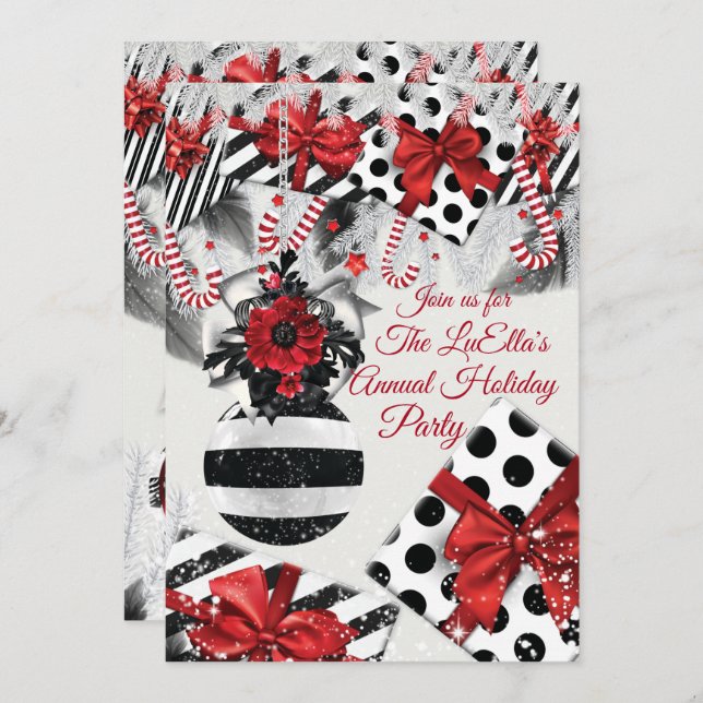 Elégant Glam Fête de Noël Invitations (Devant / Derrière)