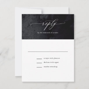 Elégant Glam moderne Noir Goth Mariage Carte RSVP