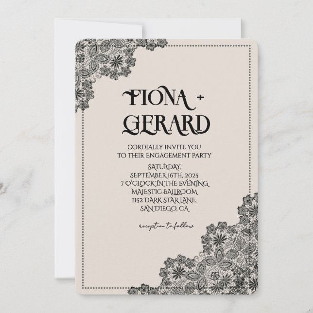 Elegant Glamor Lace Engagement Party Invitation (Devant)