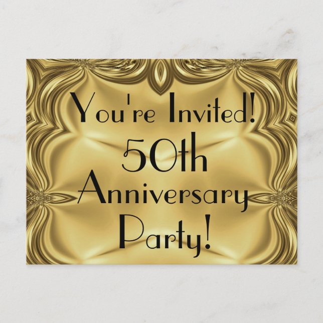 Elégant Gold 50th Anniversary Invitation Cartes po (Devant)