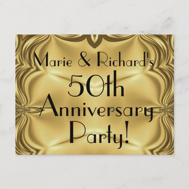 Elégant Gold 50th Anniversary Invitation Cartes po (Devant)