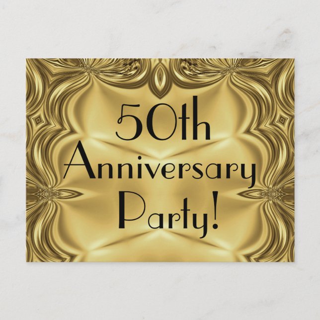 Elégant Gold 50th Anniversary Invitation Cartes po (Devant)