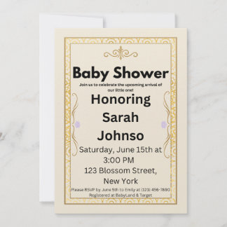 Elegant Gold Baby Shower Invitation Template