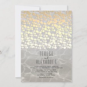 Elégant Gold Beach Wedding Invitation