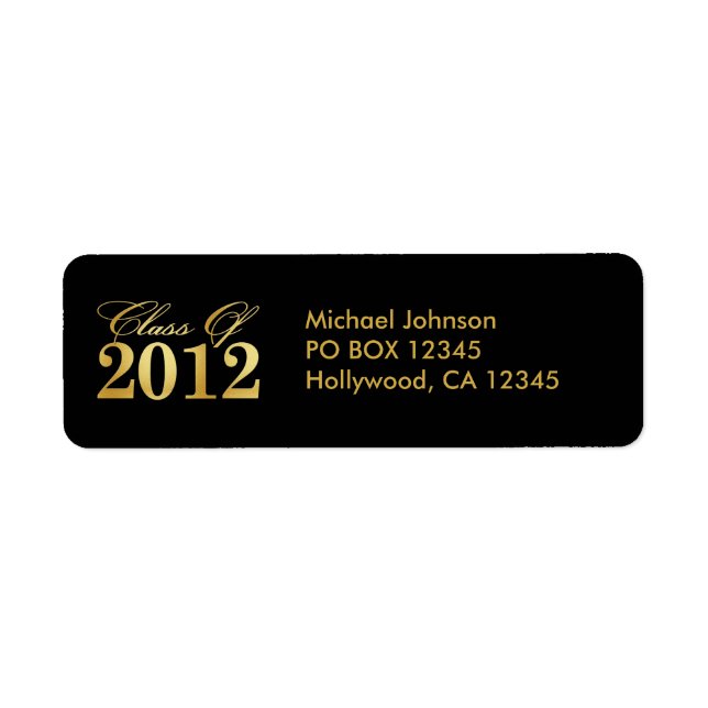 Elégant Gold / Black Class of 2012 Étiquette (Devant)