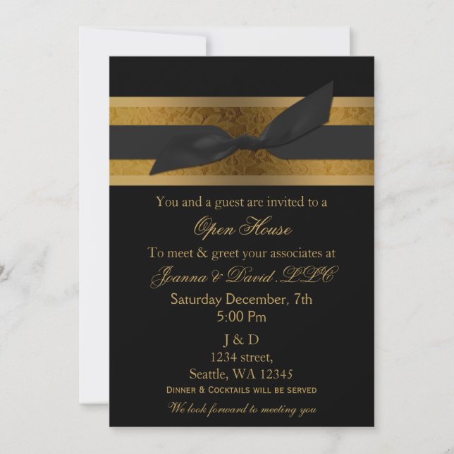 Elegant Gold Black Corporate Party Invitation (Devant)