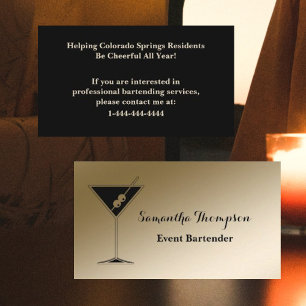Elegant Gold Black Event Bartender Carte de visite