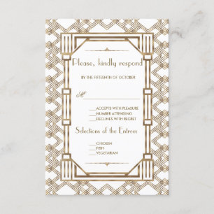 Elégant Gold Black Great Gatsby 1920 mariage RSVP